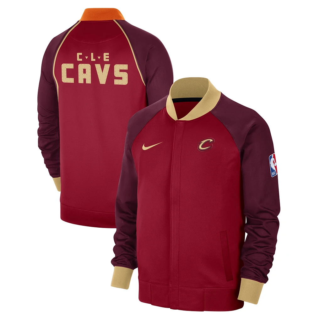 Veste à fermeture éclair intégrale Nike Wine Cleveland Cavaliers 2023/24 City Edition Authentic Showtime Performance Raglan pour homme