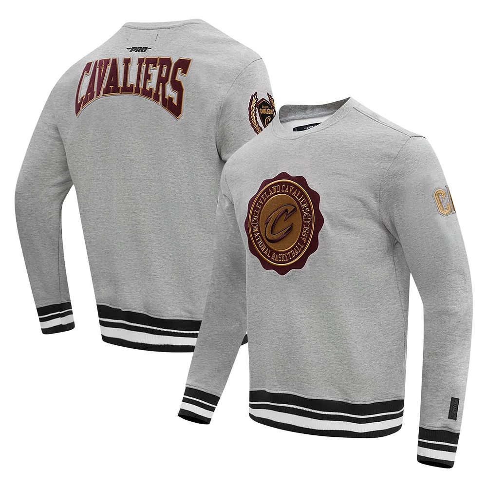 Men's Pro Standard Heather Gray Cleveland Cavaliers Crest Emblem Pullover Sweatshirt