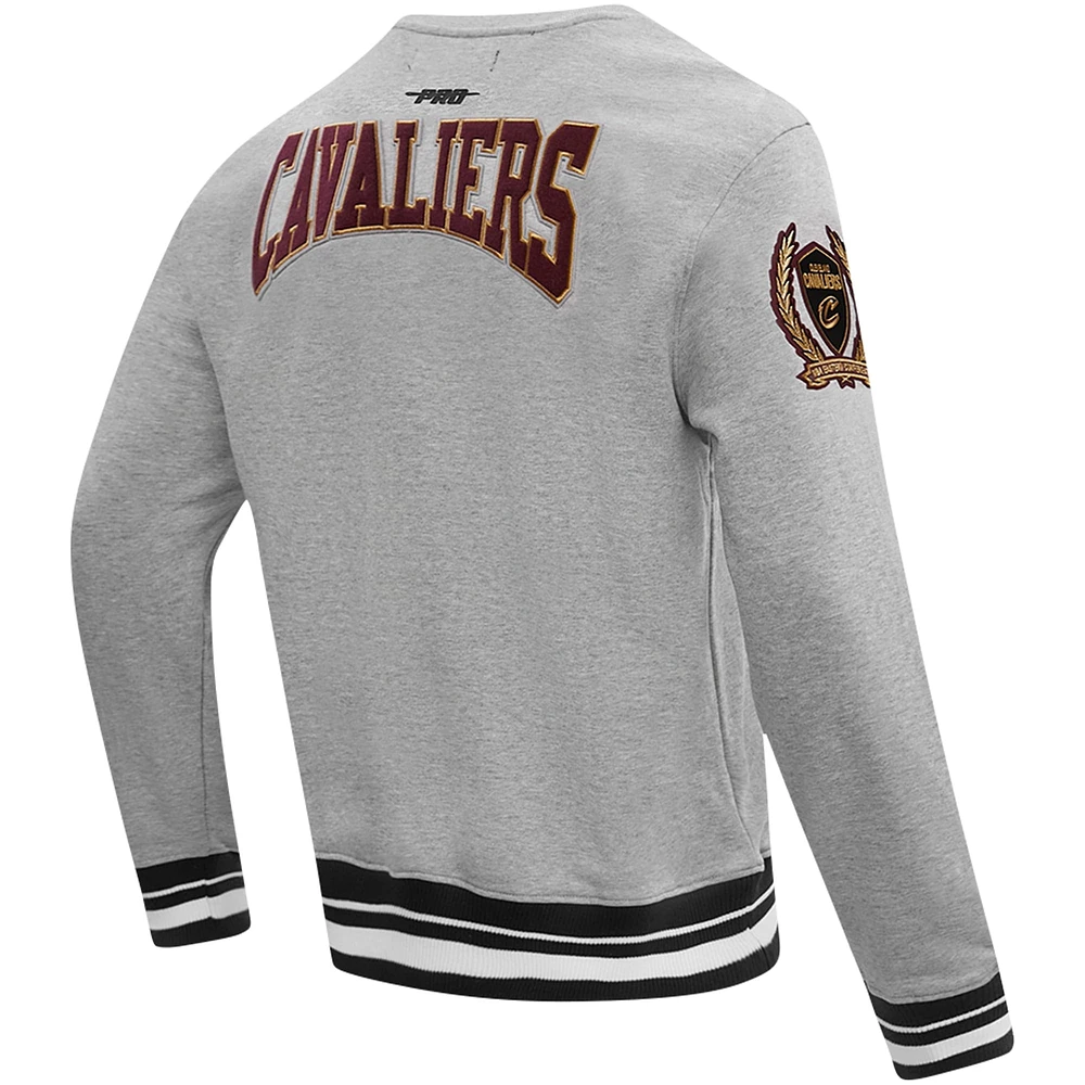 Men's Pro Standard Heather Gray Cleveland Cavaliers Crest Emblem Pullover Sweatshirt