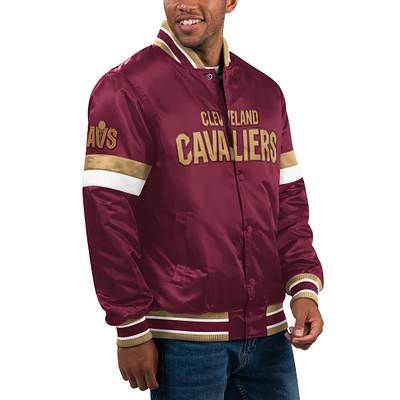 Veste universitaire en satin à bouton-pression pour hommes Starter Wine Cleveland Cavaliers Home Game