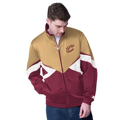 Men's Starter Wine Cleveland Cavaliers Rush Applique Full-Zip Track Jacket