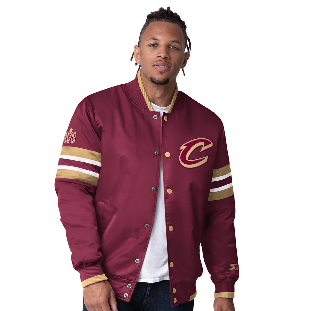 Veste universitaire à boutons-pression Starter Wine Cleveland Cavaliers Scout I pour homme