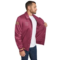 Men's Tommy Jeans Wine Cleveland Cavaliers Jacob Chain Stitch Applique Full-Snap Varsity Jacket