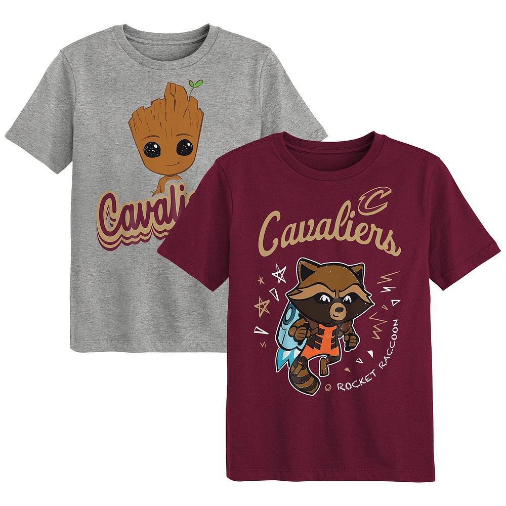 Ensemble de t-shirts deux pièces pour enfants d'âge préscolaire Cleveland Cavaliers Gardiens la Galaxie