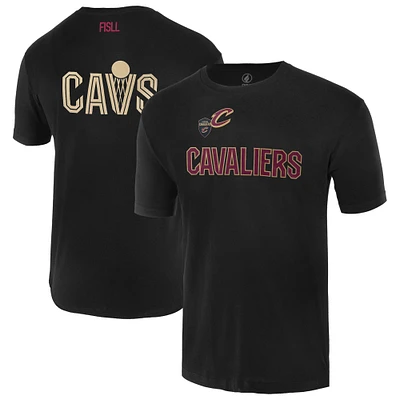 T-shirt unisexe FISLL noir surdimensionné avec logo Cleveland Cavaliers