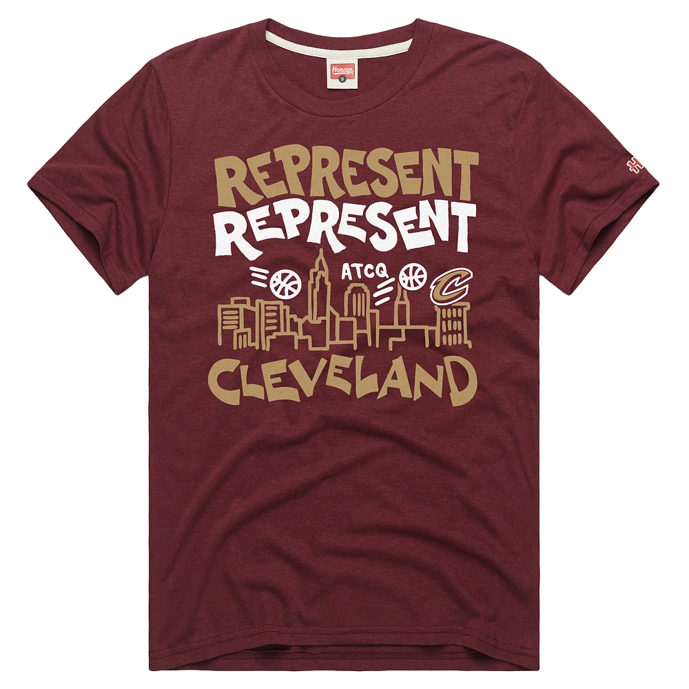 Unisex Homage Wine Cleveland Cavaliers A Tribe Called Quest x NBA Represent Tri-Blend T-Shirt