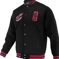Veste universitaire unisexe FISLL noire à boutons-pression Logoman Shadow Collection des Cleveland Cavaliers