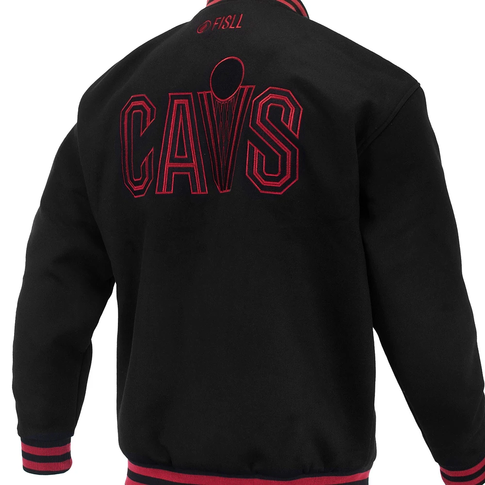 Veste universitaire unisexe FISLL noire à boutons-pression Logoman Shadow Collection des Cleveland Cavaliers