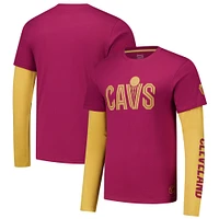 T-shirt unisexe Stadium Essentials Wine Cleveland Cavaliers Spectator Twofer à manches longues