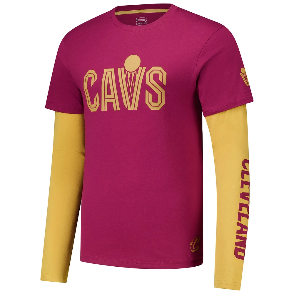 Unisex Stadium Essentials Wine Cleveland Cavaliers Spectator Twofer Long Sleeve  T-Shirt