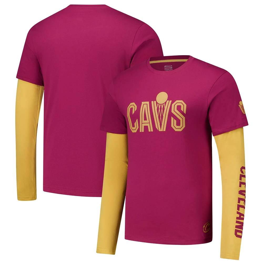 T-shirt unisexe Stadium Essentials Wine Cleveland Cavaliers Spectator Twofer à manches longues