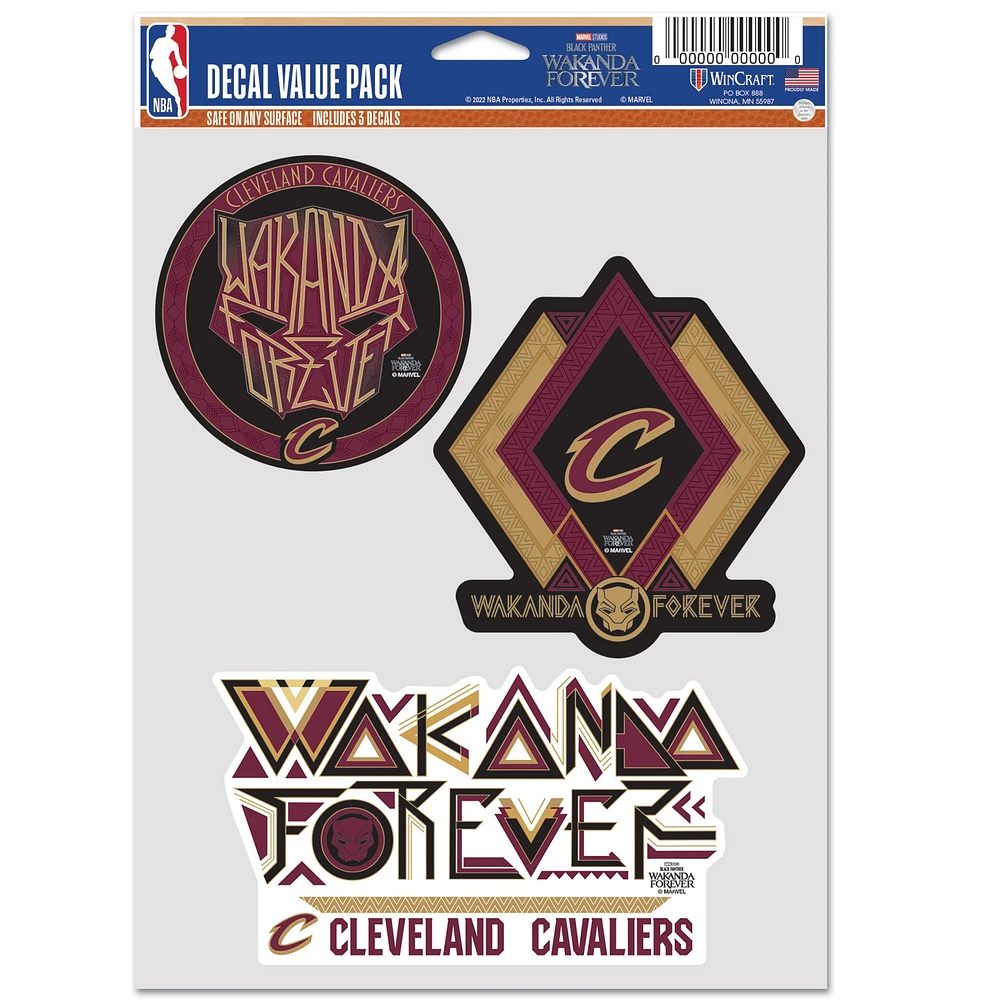 WinCraft Cleveland Cavaliers Lot de trois autocollants pour ventilateur Black Panther 2