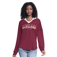 Women's G-III 4Her by Carl Banks Wine Cleveland Cavaliers Bench Player Oversized Long Sleeve Hooded Top