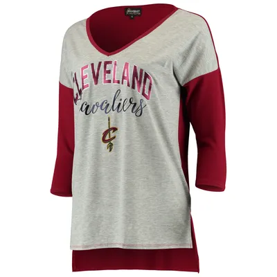 Women's Cleveland Cavaliers Fanatics Branded Wine Dip Dye Spirit Jersey  Long Sleeve T-Shirt