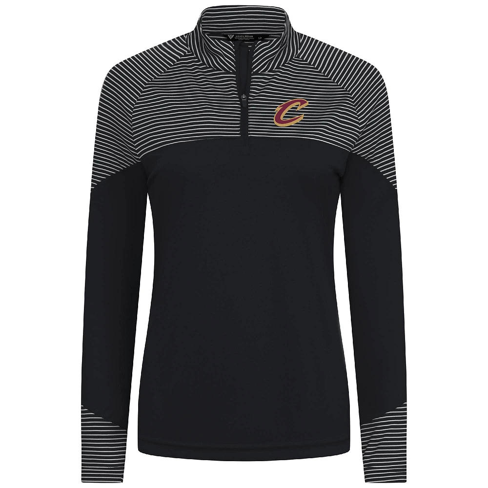 Haut à glissière quart de tour noir rayures classiques des Cleveland Cavaliers pour femme Levelwear