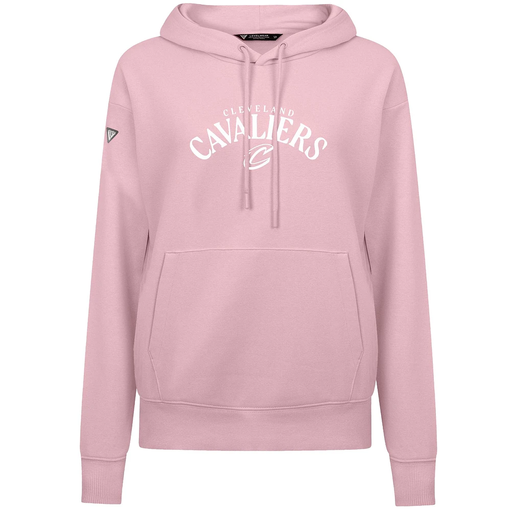 Sweat à capuche rose clair Levelwear pour femme, motif Cleveland Cavaliers, Fête des Mères, arqué