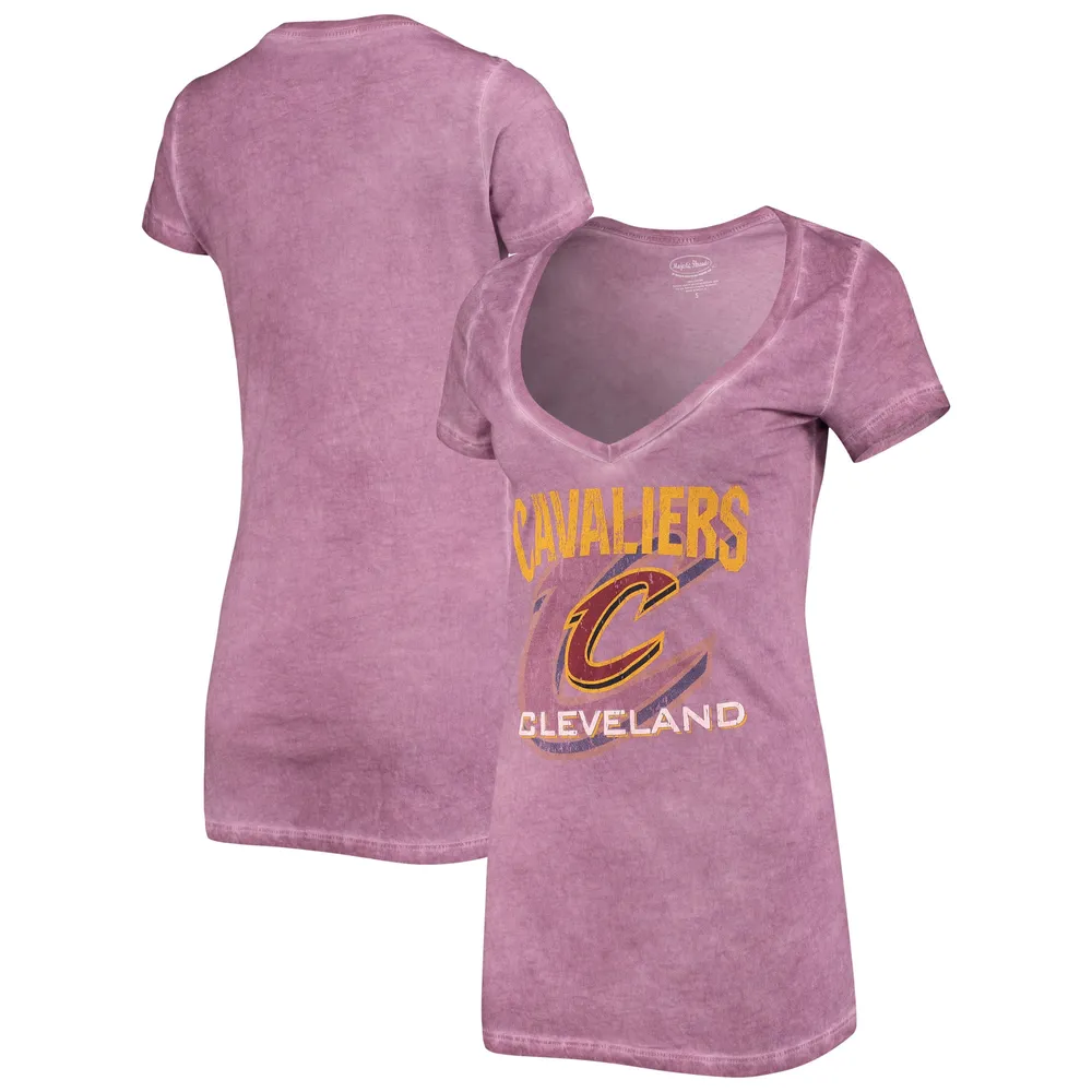 Majestic Threads Women's Majestic Threads Wine Cleveland Cavaliers NYC  Tie-Dye V-Neck T-Shirt