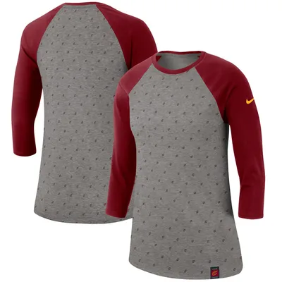 Houston Rockets Nike Women's Wordmark Logo Performance 3/4-Sleeve Raglan  T-Shirt - Charcoal/Black