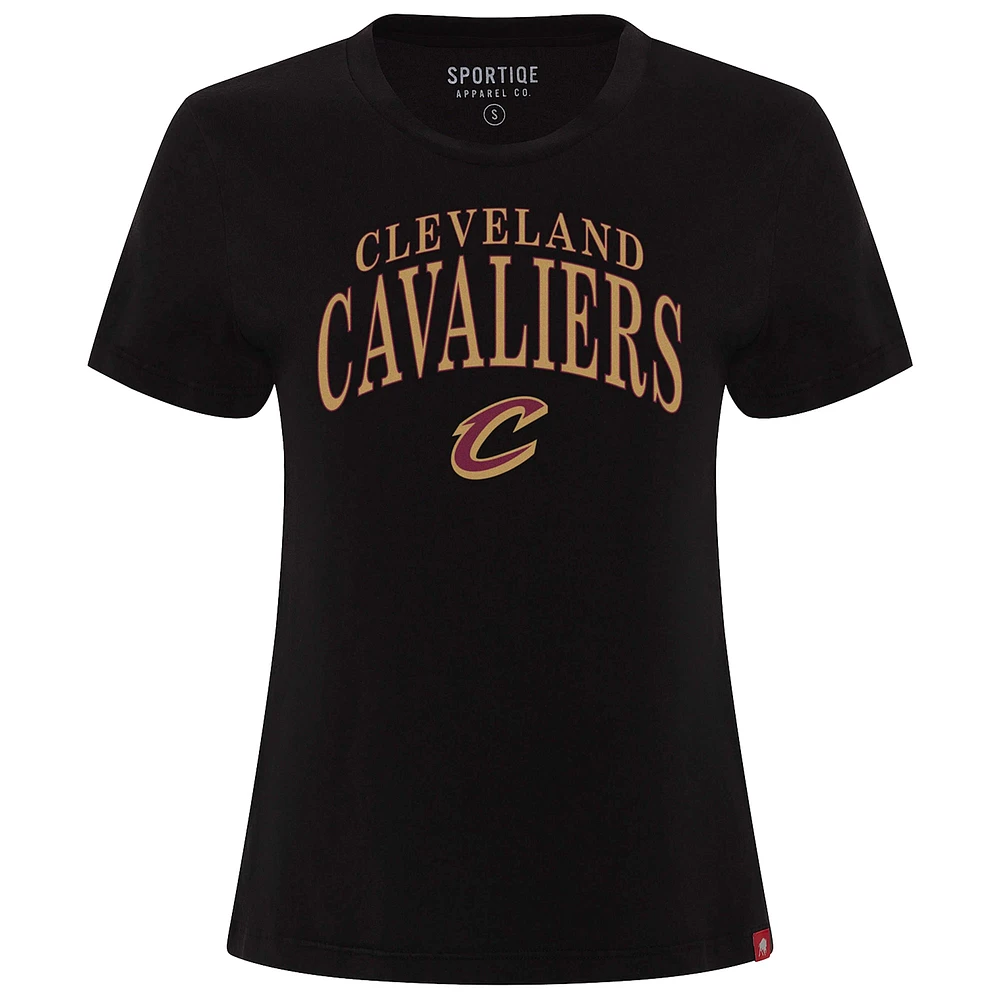 Women's Sportiqe  Black Cleveland Cavaliers Arcadia Boxy T-Shirt