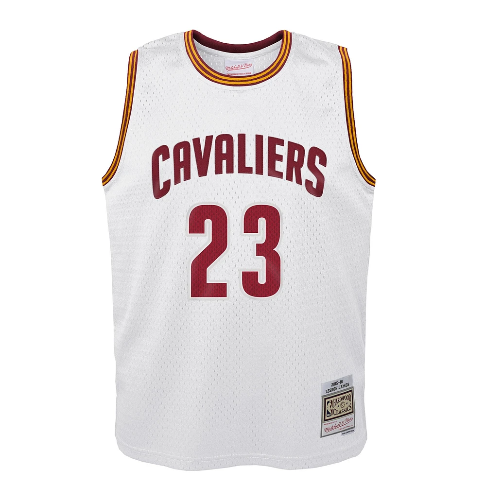 Youth Mitchell & Ness LeBron James White Cleveland Cavaliers 2015-16 Hardwood Classics Swingman Throwback Home Jersey