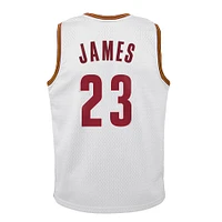 Youth Mitchell & Ness LeBron James White Cleveland Cavaliers 2015-16 Hardwood Classics Swingman Throwback Home Jersey