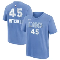 T-shirt Nike Donovan Mitchell bleu clair Cleveland Cavaliers 2024/25 City Edition avec nom et numéro pour jeune