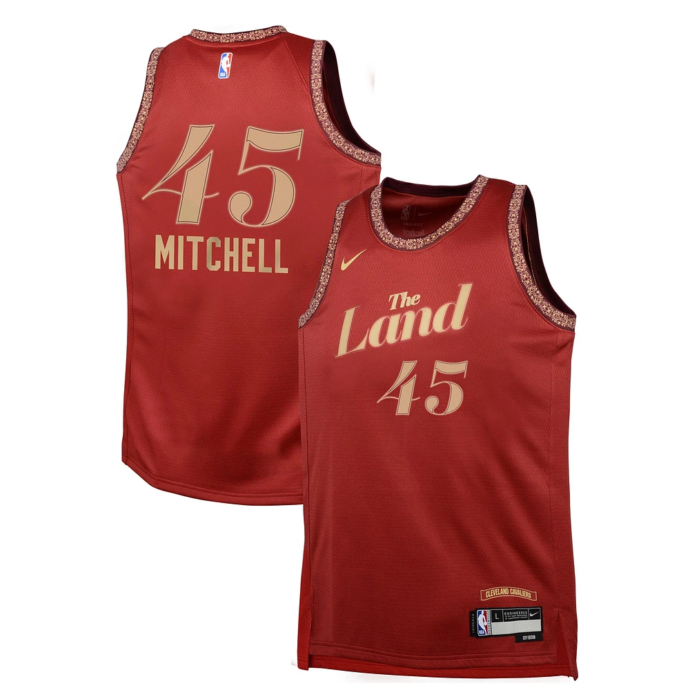 Maillot Nike Donovan Mitchell Wine Cleveland Cavaliers Swingman Replica pour jeune - Édition Ville