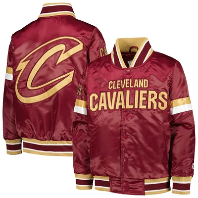 Youth Starter Wine Cleveland Cavaliers Home Game Varsity Satin Full-Snap Jacket