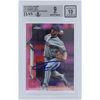 Aaron Civale Cleveland Guardians Autographié 2020 Topps Chrome Pink Refractor #143 Beckett Fanatics Witnessed Authentifié 9/10 Rookie Card