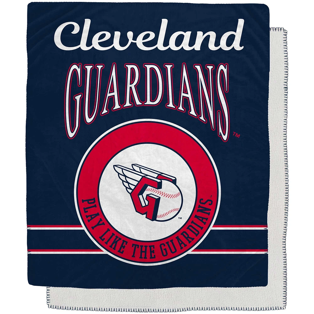 Couverture Sherpa en flanelle polaire avec emblème rétro des Cleveland Guardians, 50 po x 60 po