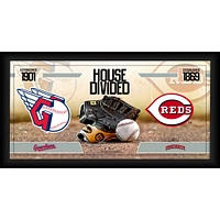 Collage encadré de baseball des Cleveland Guardians contre les Cincinnati Reds 10'' x 20''