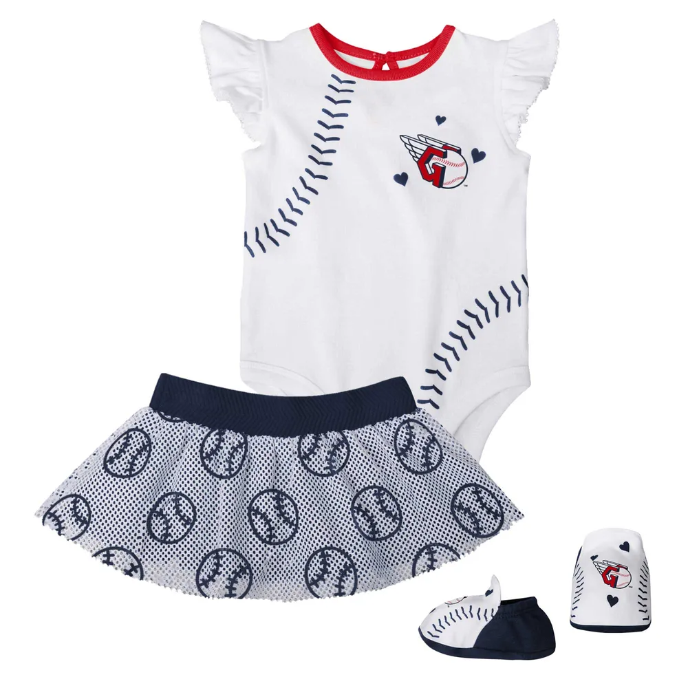 Girls Newborn & Infant Navy Boston Red Sox 3-Piece Home Plate Bodysuit Bib Booties Set