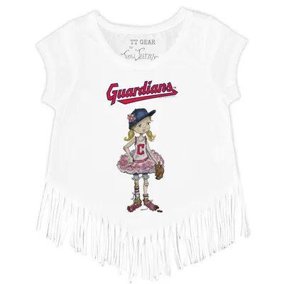 Cleveland Guardians Tiny Turnip Girls Toddler Babes Fringe T-Shirt - White