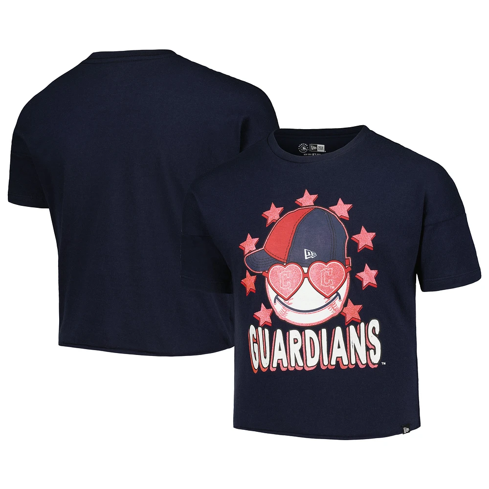 T-shirt à manches mi-longues New Era bleu marine Cleveland Guardians Team pour fille