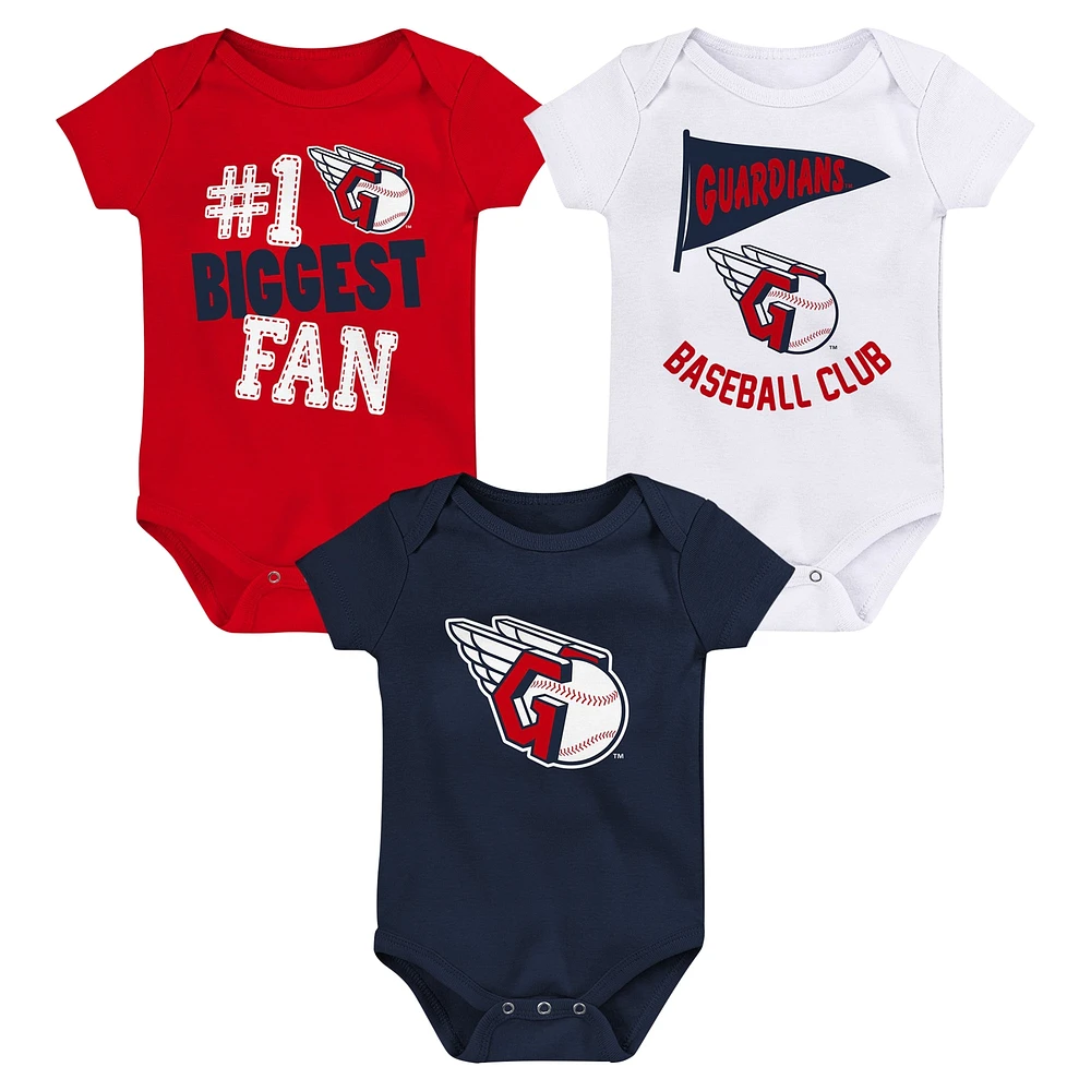 Ensemble de 3 bodys Fan Fanatics Cleveland Guardians Pennant pour bébé