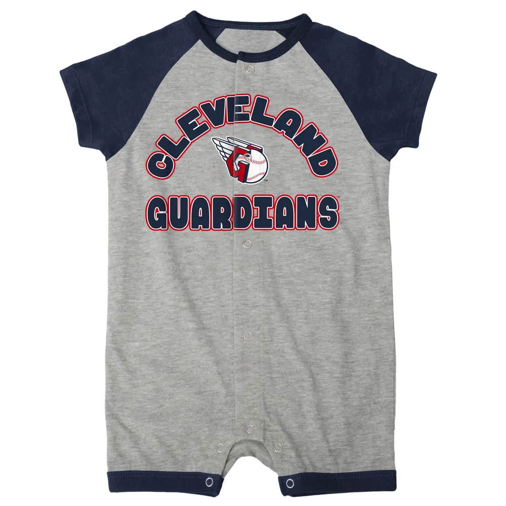 Barboteuse à boutons-pression Raglan pour bébé Heather Grey Cleveland Guardians Extra Base Hit