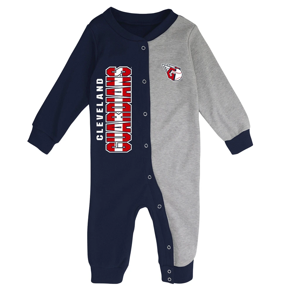 Infant Navy/Heather Gray Cleveland Guardians Halftime Sleeper