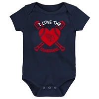 Infant Navy/Red/Pink Cleveland Guardians Baseball Baby 3-Pack Bodysuit Set