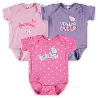 Cleveland Guardians Soft as a Grape Infant 3-Pack Rookie Bodysuit Set - Pink/Purple