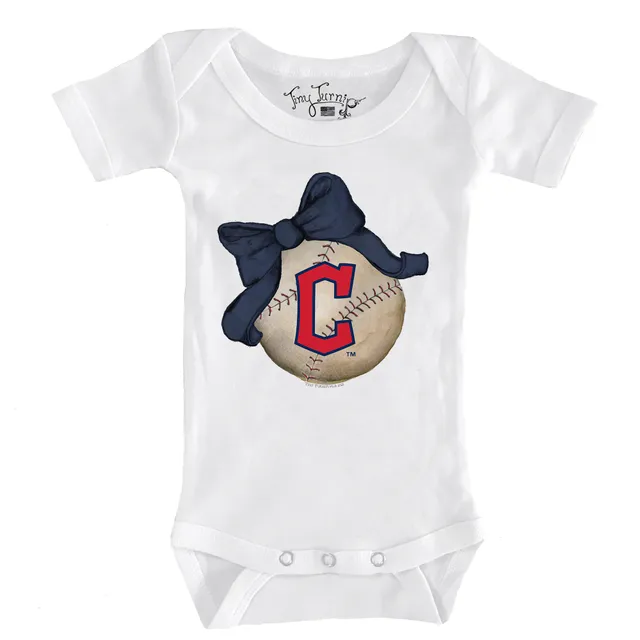 Chicago Cubs Tiny Turnip Toddler Baseball Bow T-Shirt - White