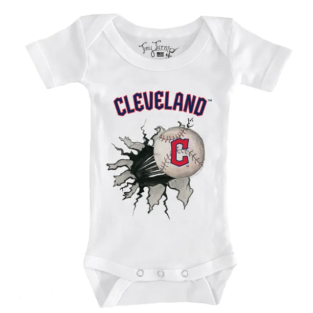 Women's Tiny Turnip White Cleveland Guardians Peace Love Baseball T-Shirt Size: Large