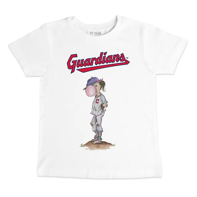 Women's Tiny Turnip White Cleveland Guardians Baseball Flag T-Shirt