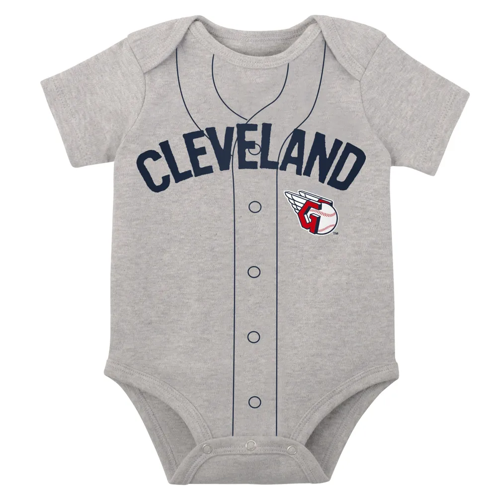 Infant White/Heather Gray Cleveland Guardians Two-Pack Little Slugger Bodysuit Set