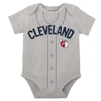 Ensemble de deux body Little Slugger blanc/gris chiné Cleveland Guardians pour bébé