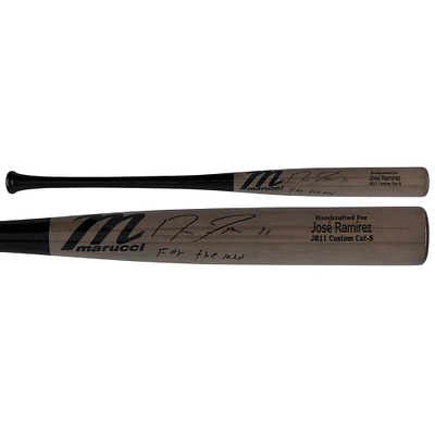 Jose Ramirez Cleveland Guardians Autographed Marucci Game Model Bat with "FOR THE LAND" Inscription