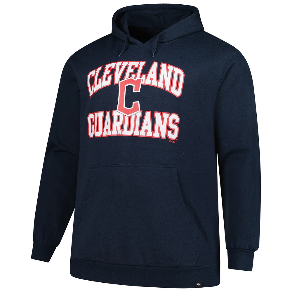 Men's '47  Navy Cleveland Guardians Big & Tall Velocity Fleece Pullover Hoodie