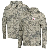 Men's Levelwear  Tan Cleveland Guardians Insignia Lightweight Long Sleeve Hooded T-Shirt