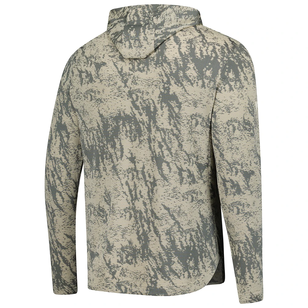 Men's Levelwear  Tan Cleveland Guardians Insignia Lightweight Long Sleeve Hooded T-Shirt
