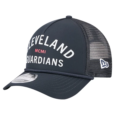 Casquette ajustable minimaliste 9FORTY A-Frame bleu marine New Era pour homme des Cleveland Guardians