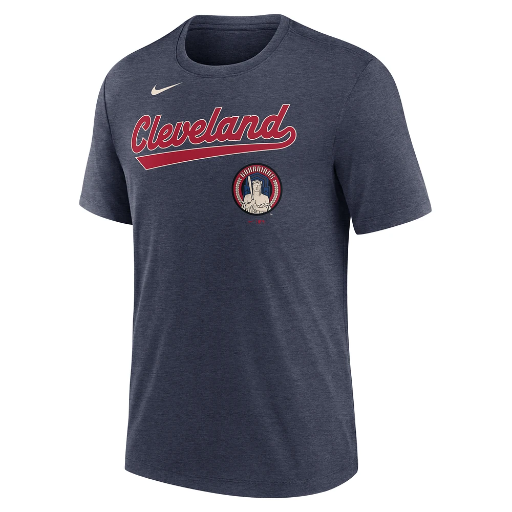 Men's Nike  Heather Navy Cleveland Guardians 2025 City Connect Performance Tri-Blend T-Shirt